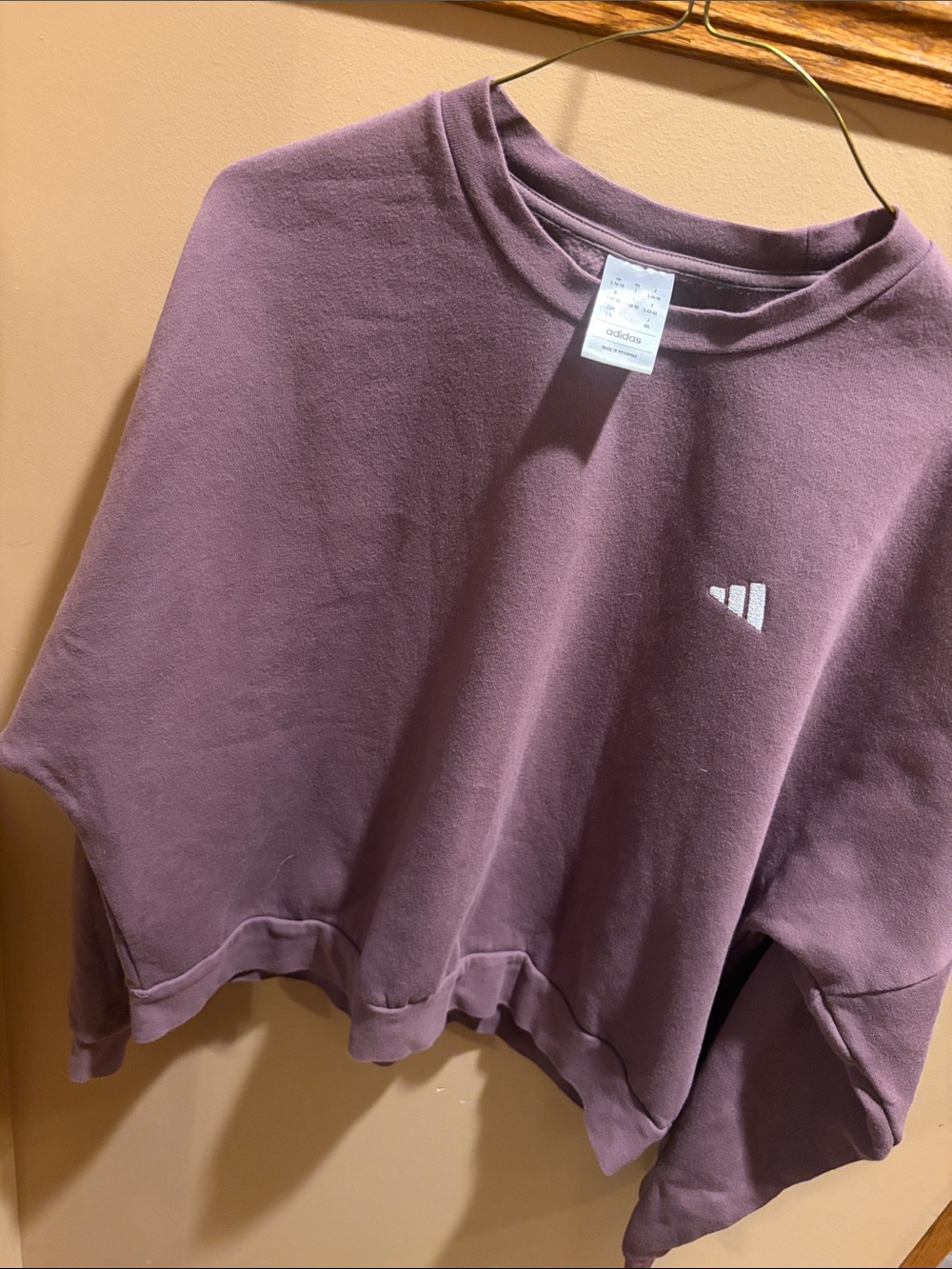 adidas Plum Cropped Crewneck Sweatshirt